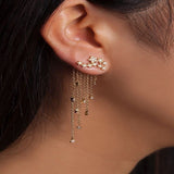 Fashion Star Tassel Dangle Ear Jacket Women Jewelry Cocktail Banquet Earrings