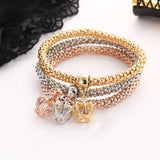 3Pcs/Set Women Fashion Owl Tree Bracelets Rhinestone Pendant Bangle Jewelry Gift - ENSEIGNE DENIS
