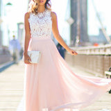 Women Lace Splicing Formal Wedding Bridesmaid Long Evening Party Prom Dress