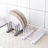 Kitchen Dish Plate Pot Cover Drying Drain Holder Plastic Storage Rack Shelf