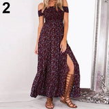 Women Sexy Floral Summer Off Shoulder Boho Long Maxi Evening Party Beach Dress