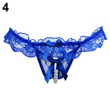 Women's Fashion Sexy Lace Bowknot Open Crotch Underwear Thong G-string