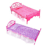 Plastic Miniatures Bedroom Furniture Single Bed for Barbie Dolls Dollhouse