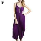 Women Summer Fashion Solid Color Harem Overall Romper Loose Casual Jumpsuit