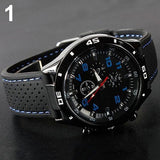Men Fashion Silicone Band Round Dial Analog Quartz Wristwatch Sports Wrist Watch - ENSEIGNE DENIS