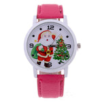 Women's Men's Santa Claus Christmas Faux Leather Analog Quartz Wrist Watch Gift