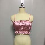 Sexy ruffled halter tube top chiffon sleeveless T-shirt