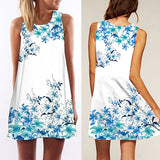 Sexy Girl Women Round Neck Sleeveless Digital Printing A-Line Summer Mini Dress