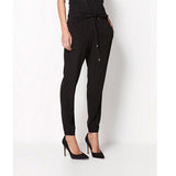 Women Fashion Casual Chffion Pants Solid Color Elastic Waist Full Length Trousers