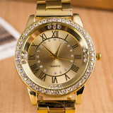 Fashion Women Roman Numerals Rhinestones Round Dial Analog Quartz Wrist Watch - ENSEIGNE DENIS