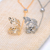 Fashion Women Rhinestone Golden Leaf Bracelet Chain Ring Integrated Jewelry