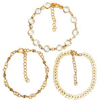 3Pcs Vintage Women Sequins Anklet Set Beach Style Foot Boho Jewelry Prom Gift