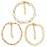 3Pcs Vintage Women Sequins Anklet Set Beach Style Foot Boho Jewelry Prom Gift