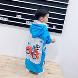 Lovely Cartoon Raincoat Children Kids Waterproof Poncho with Backpack Position