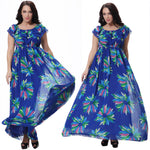 Women's Fashion Summer Chiffon Sleeveless Big Swing Floral Print Long Maxi Dress - ENSEIGNE DENIS