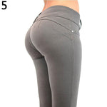 Women's Sexy Casual Solid Color High Waist Elastic Skinny Pencil Cigarette Pants