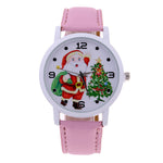 Women's Men's Santa Claus Christmas Faux Leather Analog Quartz Wrist Watch Gift