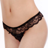 Sexy Floral Lace Women Panties Bowknot See Through Solid Color Briefs Underwear