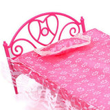 Plastic Miniatures Bedroom Furniture Single Bed for Barbie Dolls Dollhouse