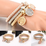3Pcs/Set Women Fashion Owl Tree Bracelets Rhinestone Pendant Bangle Jewelry Gift - ENSEIGNE DENIS