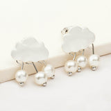Fashion Women Cloud Raindrop Ear Studs Faux Pearl Earrings Birthday Party Gift