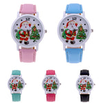 Women's Men's Santa Claus Christmas Faux Leather Analog Quartz Wrist Watch Gift