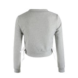 Women Sexy Short Top Long Sleeve Pure Color Pullover Slim Blouse Hoodie T-Shirt