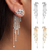 Fashion Star Tassel Dangle Ear Jacket Women Jewelry Cocktail Banquet Earrings