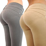 Women's Sexy Casual Solid Color High Waist Elastic Skinny Pencil Cigarette Pants