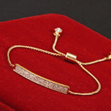 Women's Fashion Glitter Pave Bar Adjustable Drawstring Slider Bracelet Bangle