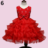 Girls Bowknt 5-Layer Skirt Princess Tutu Wedding Birthday Baptism Cake Dress