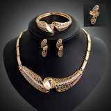 Women's Waterdrop Hollow Statement Collar Necklace Ring Earrings Bracelet Set