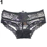 Women's Sexy See Through Floral Lace Bare Butt Underwear T-Back G-String Panties