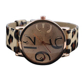Women's Casual Flower Big Numbers Dial Faux Leather Strap Quartz Wrist Watch