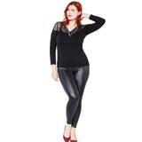 Women Faux Leather Stretch Skinny Pants Leggings Plus Size Slim Fashion Trousers