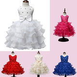 Girls Bowknt 5-Layer Skirt Princess Tutu Wedding Birthday Baptism Cake Dress