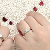 Women's Silver Plated Jewelry Finger Ring Zircon Inlaid Engagement Wedding Ring