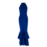 Cocktail Party Sexy Halter Women Sleeveless Ruffled Bodycon Summer Maxi Dress