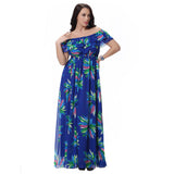 Women's Fashion Summer Chiffon Sleeveless Big Swing Floral Print Long Maxi Dress - ENSEIGNE DENIS