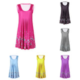 Flower Print Sleeveless Women Loose Summer Beach Evening Party Boho Mini Dress - ENSEIGNE DENIS