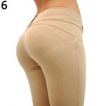 Women's Sexy Casual Solid Color High Waist Elastic Skinny Pencil Cigarette Pants