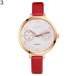 Women Fashion Simple Analog Quartz Slim Faux Leather Wrist Watch Decor Gift