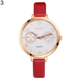 Women Fashion Simple Analog Quartz Slim Faux Leather Wrist Watch Decor Gift