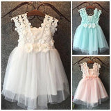 Baby Beautiful Princess Party Pearl Lace Tulle Flower Gown Fancy Dress