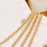 Women's Elegant Faux Pearl Bead Golden Tone Chain Multilayer Bib Necklace Jewelry