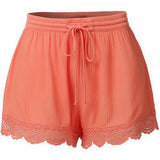 Fashion Solid Color Lace Drawstring Women's Summer Casual Loose Shorts Hot Pants