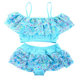 Summer Beach Girls Sweet Floral Pattern Spaghetti Straps Bikini Set Swimsuit