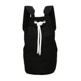 Men's Solid Color Drawstring Canvas Large Capacity Bucket Bag Casual Backpack