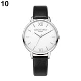 Women Fashion Concise Dial Slim Faux Leather Strap Analog Quartz Wrist Watch