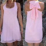 Women's Casual Chiffon Tank Dress Sleeveless Back Bowknot Mini Party Vestido